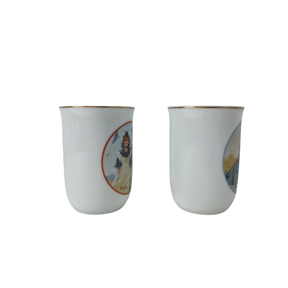Imm Porcelain Gold Trim Coffee Mugs Norman Rockwell Lot Of 2 Vintage - Picture 2 of 6